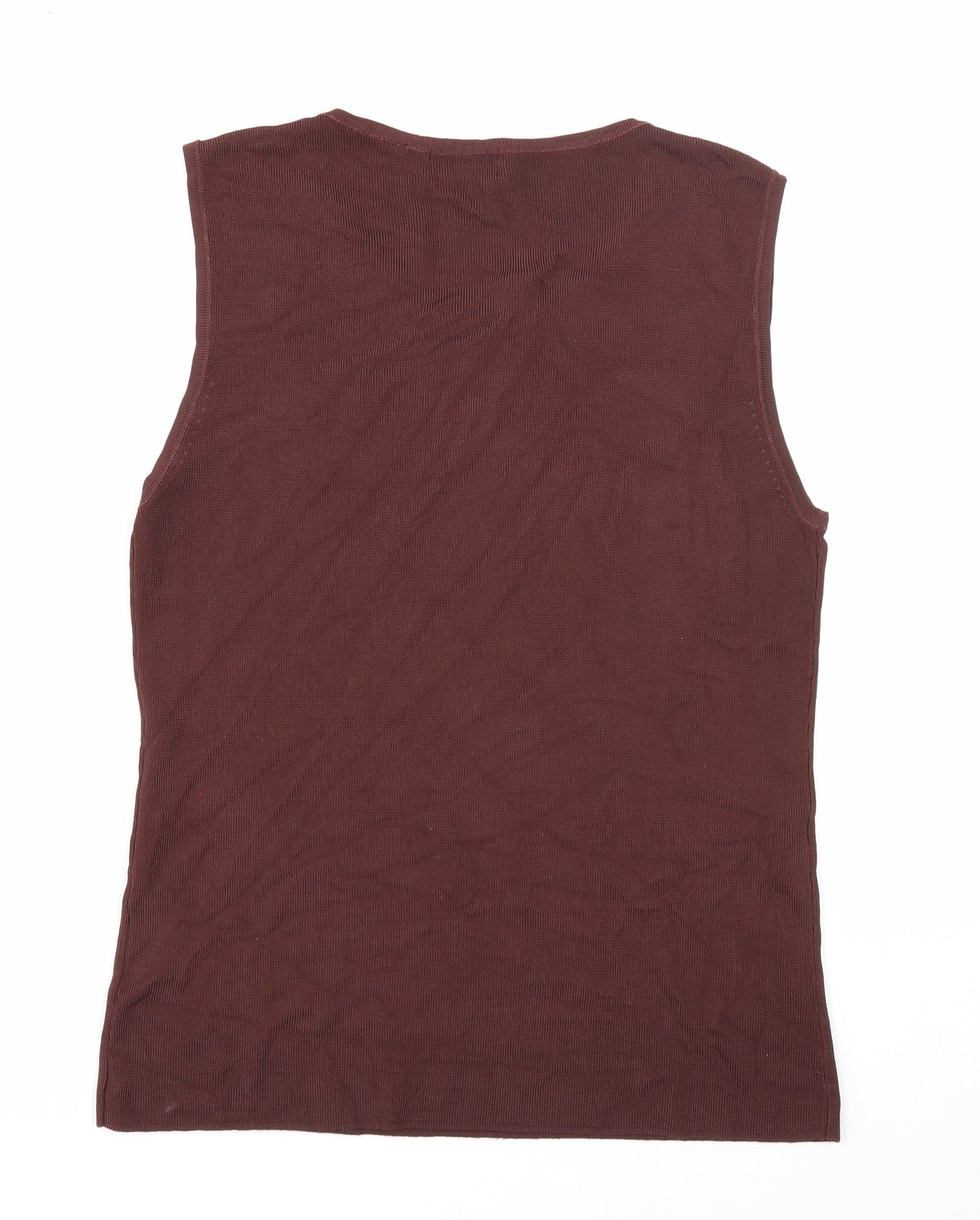 Diva Womens Brown Viscose Basic Tank Size L Scoop Neck