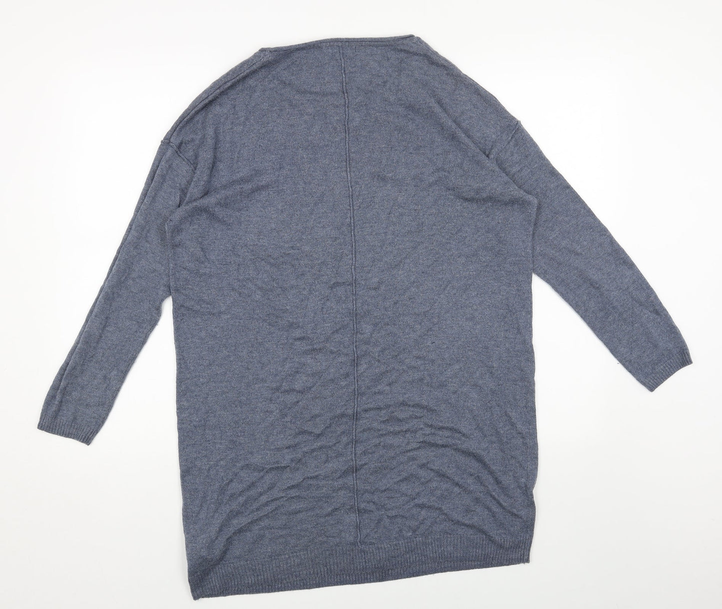H&M Womens Blue Acrylic Jumper Dress Size M Round Neck Pullover