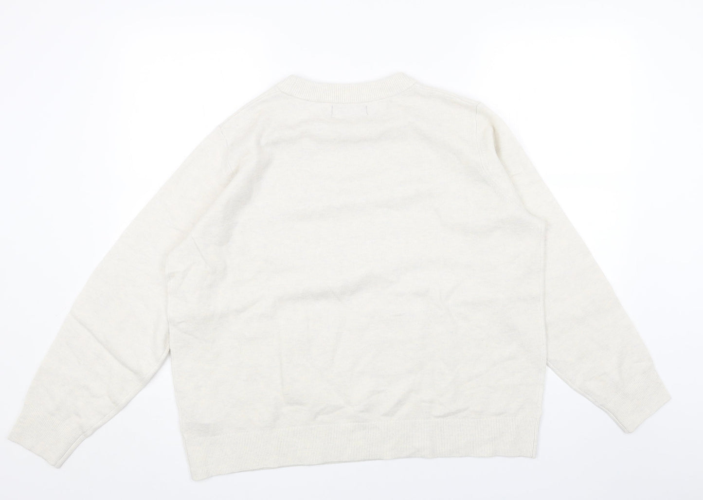 Marks and Spencer Womens Grey Round Neck Acrylic Pullover Jumper Size L
