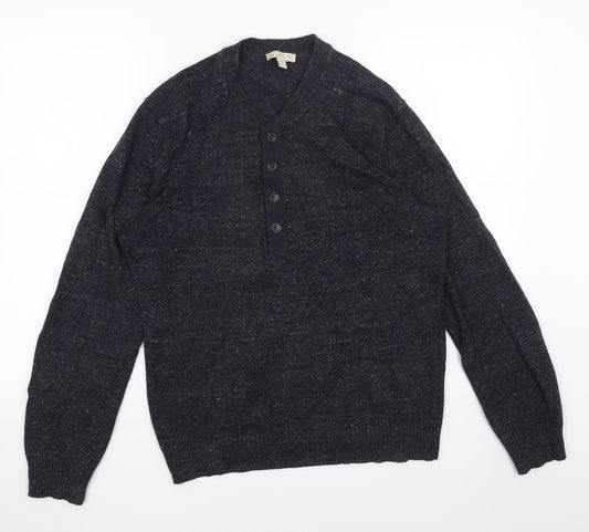 Gap Mens Blue V-Neck Cotton Pullover Jumper Size S