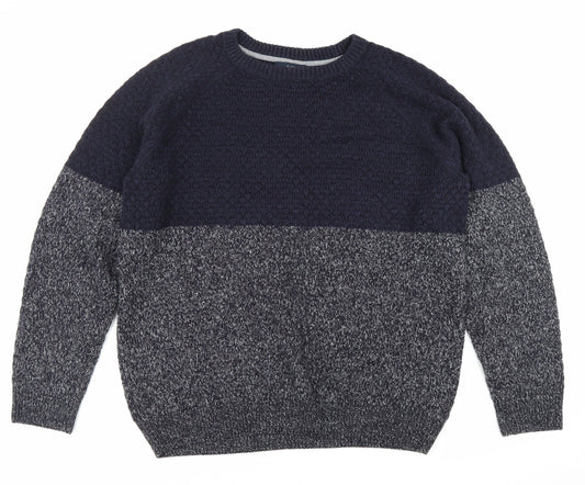 Truly Premium Goods Mens Blue Round Neck Acrylic Pullover Jumper Size L