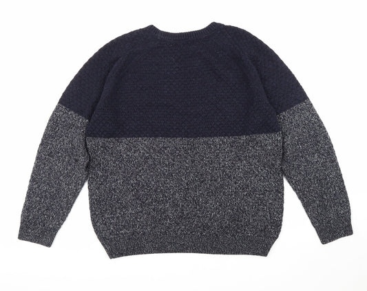 Truly Premium Goods Mens Blue Round Neck Acrylic Pullover Jumper Size L