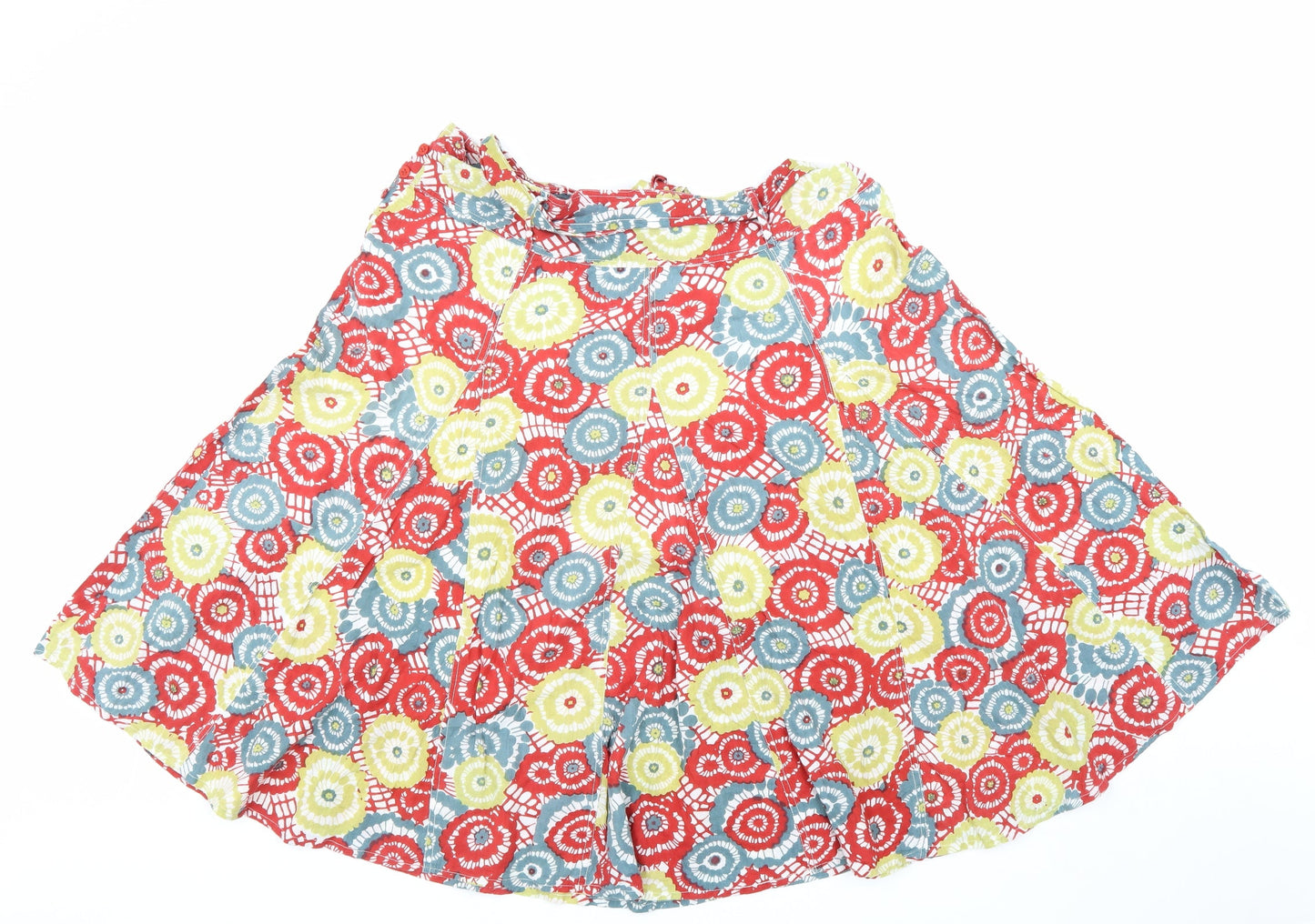 Stock Shop Womens Multicoloured Geometric Cotton A-Line Skirt Size 16 Button