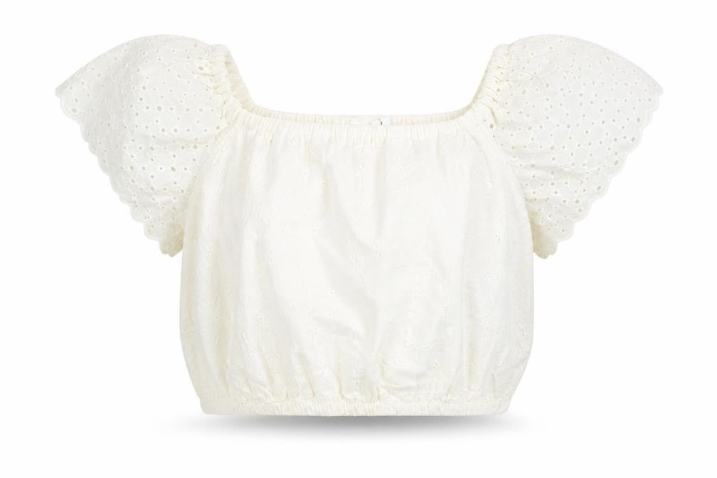 Marks and Spencer Girls White 100% Cotton Cropped T-Shirt Size 12-13 Years Square Neck Pullover