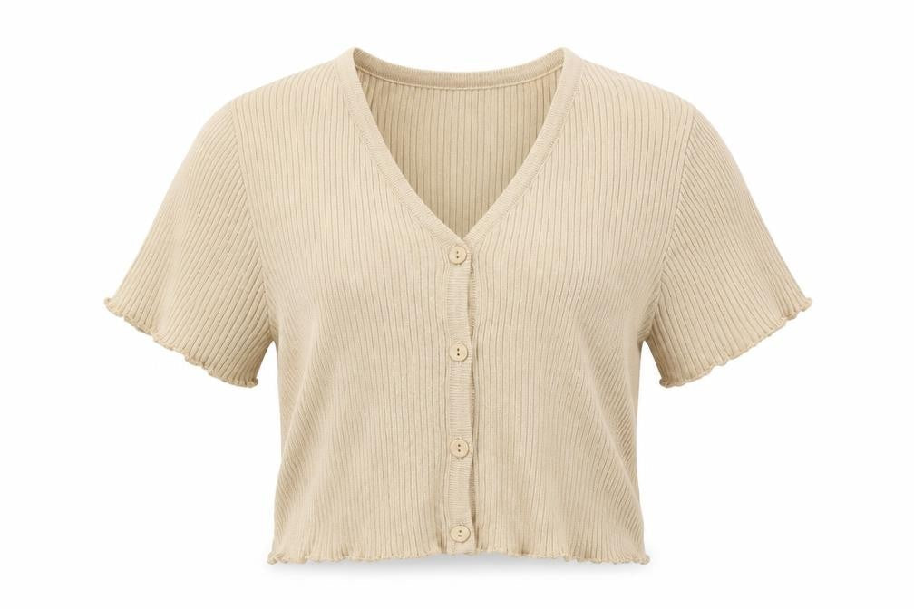 PAZZO Womens Beige V-Neck Cotton Cardigan Jumper Size S