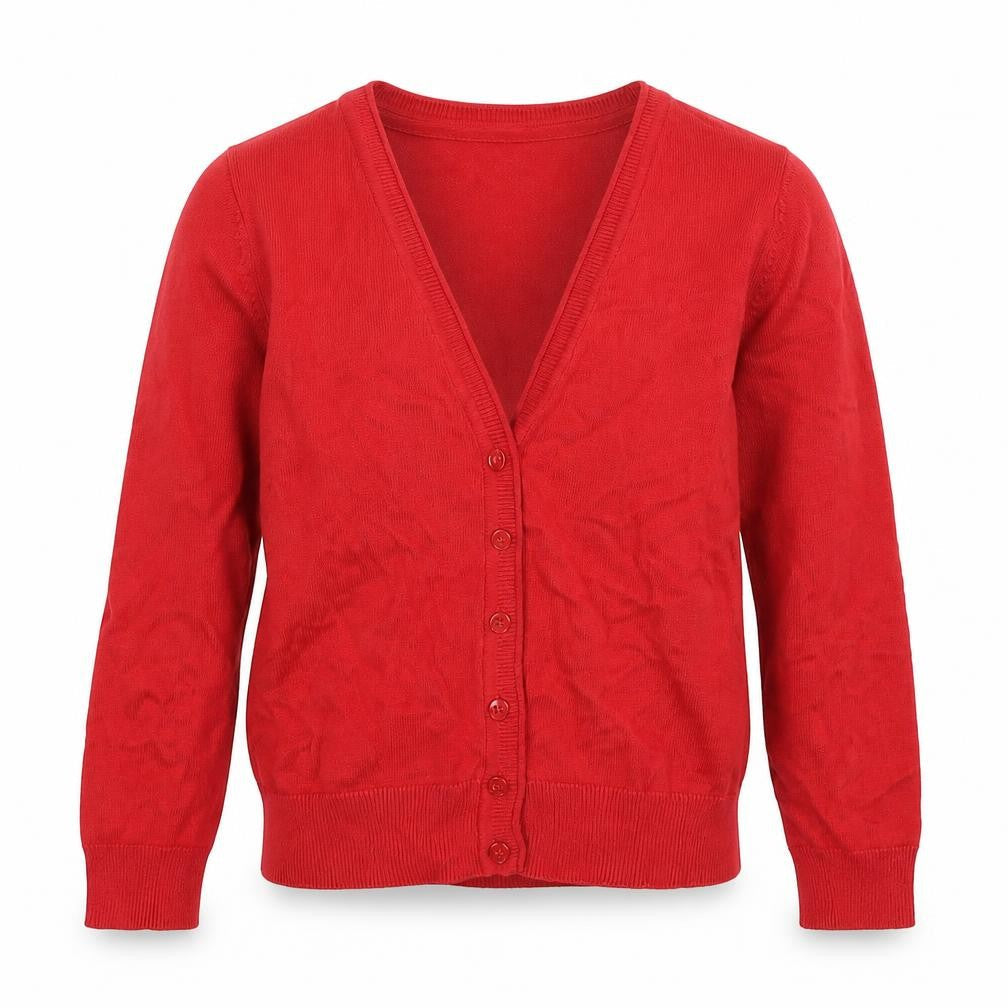 Marks and Spencer Boys Red V-Neck Cotton Cardigan Jumper Size 8-9 Years Button