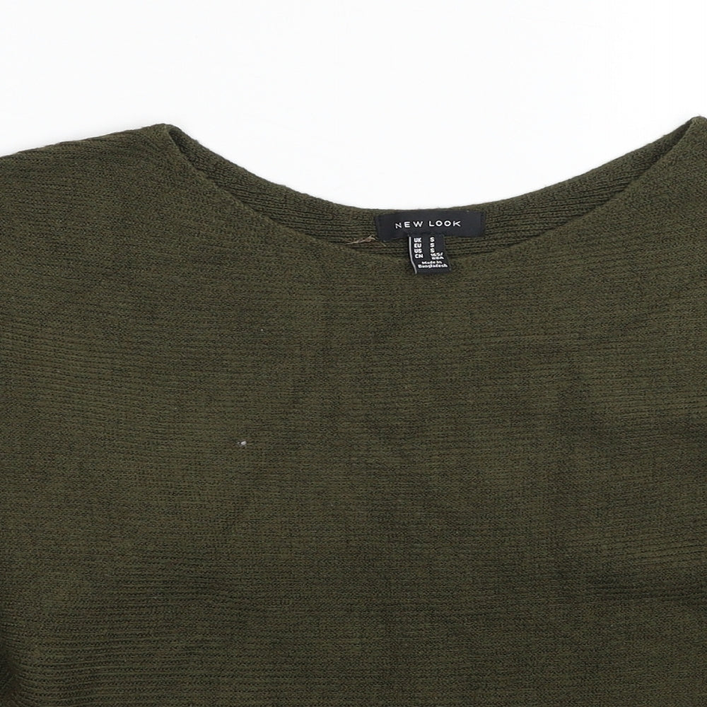 New Look Womens Green Scoop Neck Acrylic Pullover Jumper Size S
