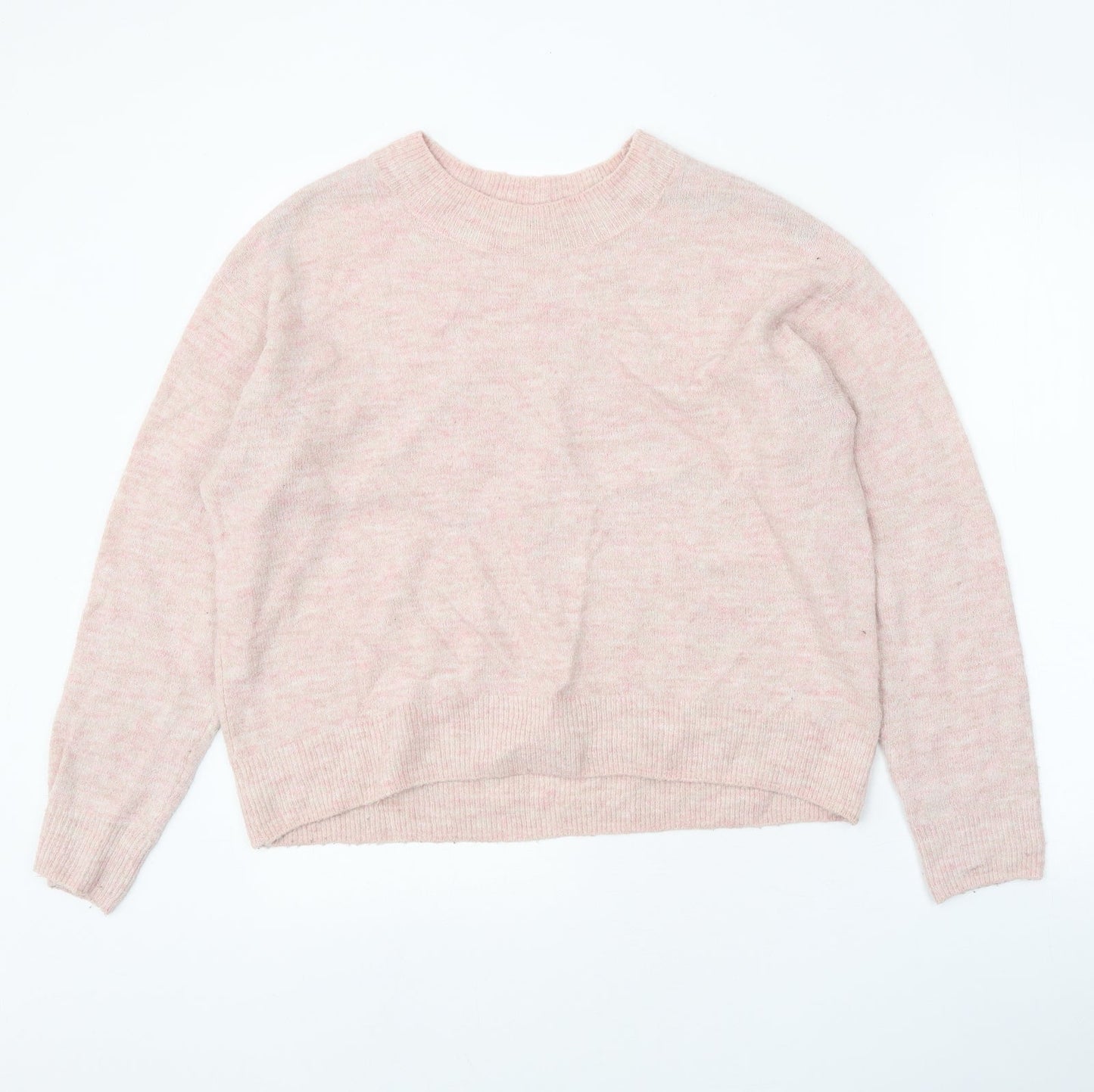 H&M Womens Pink Boat Neck Acrylic Pullover Jumper Size XS