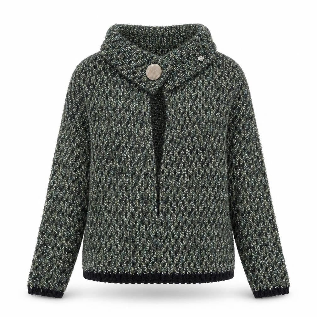 Moda Womens Green Collared Polyester Cardigan Jumper Size 14 - Snap Closure
