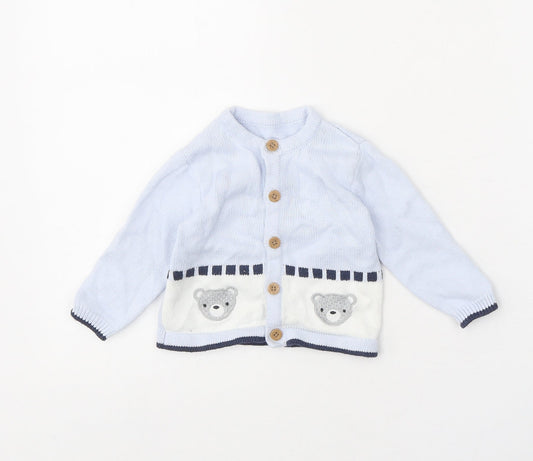 Nutmeg Baby Blue 100% Cotton Cardigan Jumper Size 3-6 Months Button