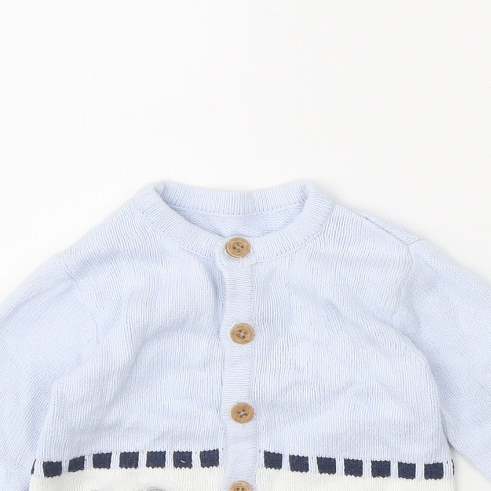 Nutmeg Baby Blue 100% Cotton Cardigan Jumper Size 3-6 Months Button