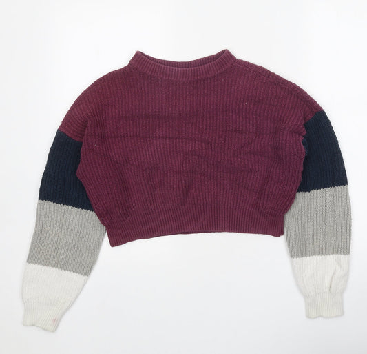 Hollister Womens Purple Round Neck Cotton Pullover Jumper Size S