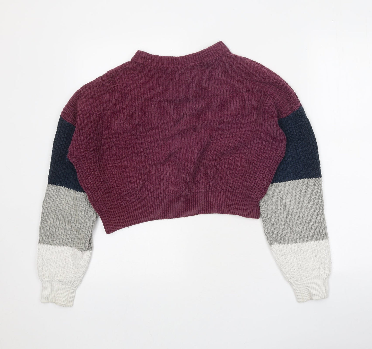 Hollister Womens Purple Round Neck Cotton Pullover Jumper Size S