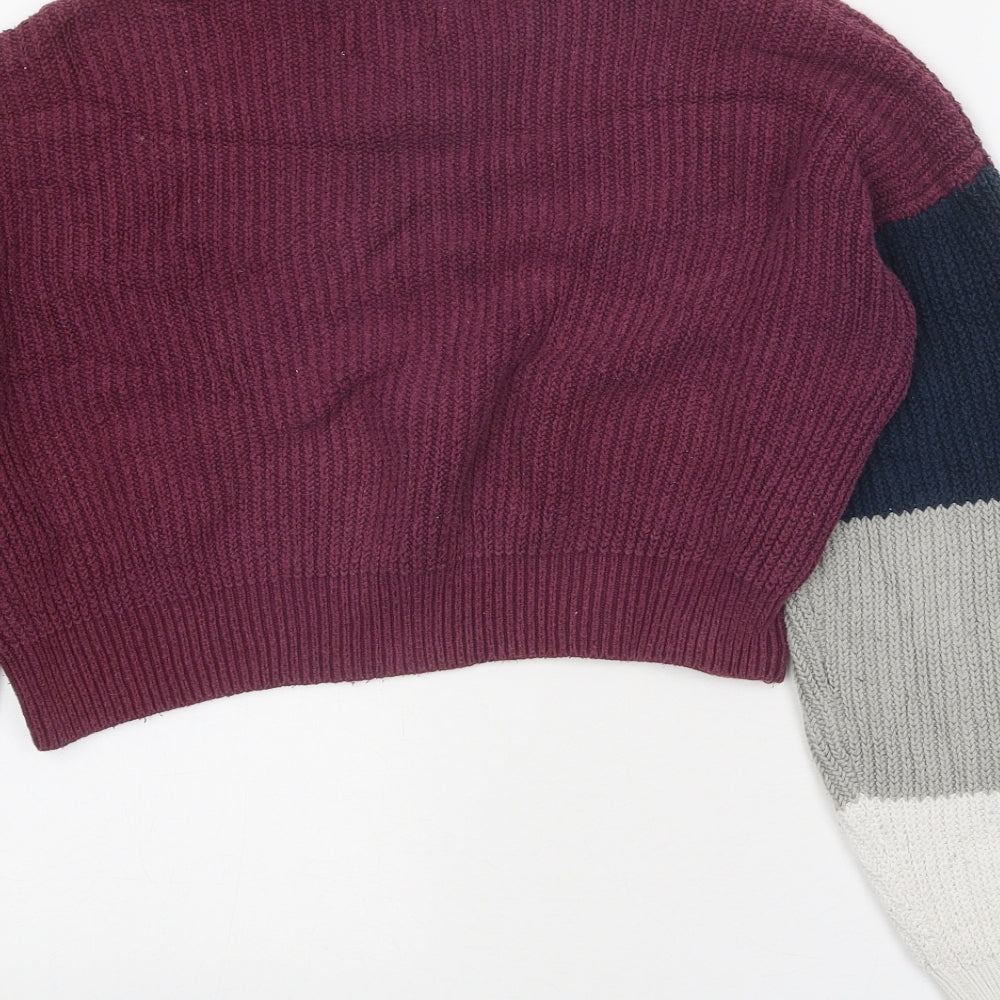 Hollister Womens Purple Round Neck Cotton Pullover Jumper Size S