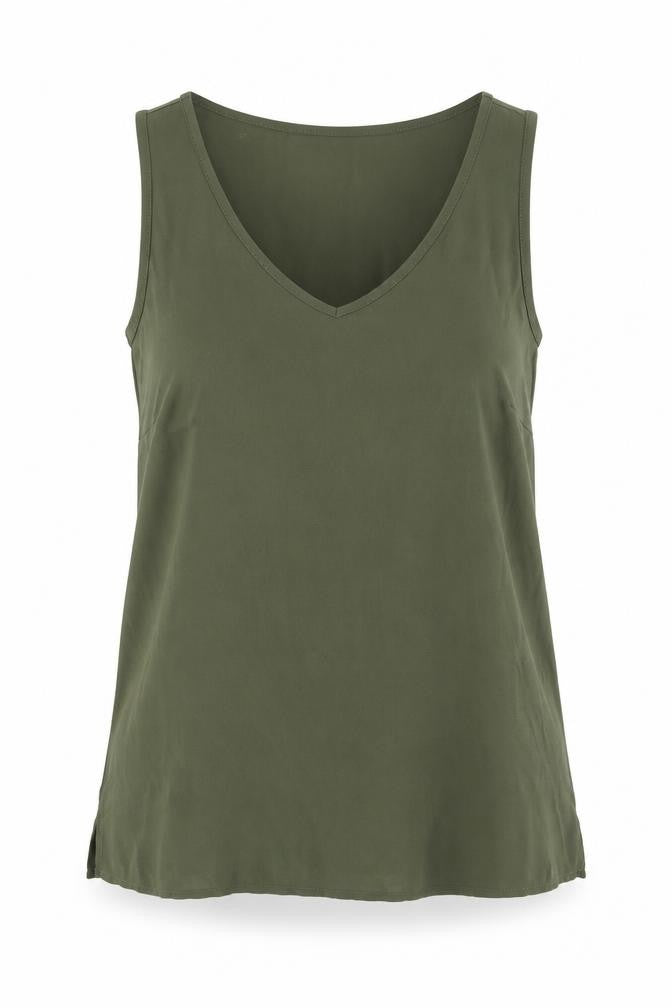 Marks and Spencer Womens Green Polyester Basic Tank Size 8 V-Neck