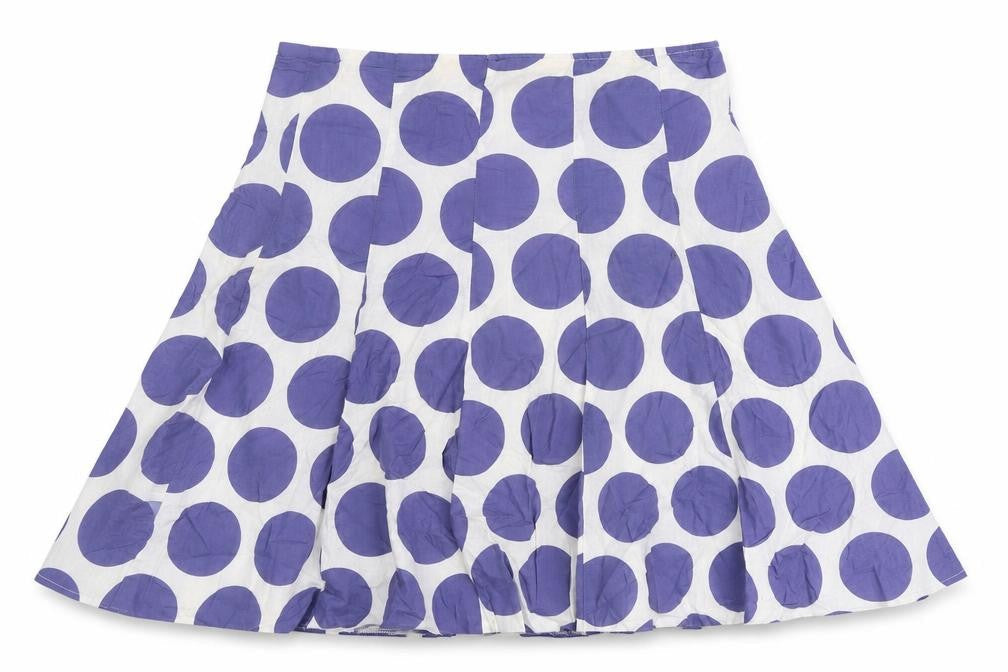 Preworn Womens Blue Polka Dot Cotton Skater Skirt Size 8 Zip
