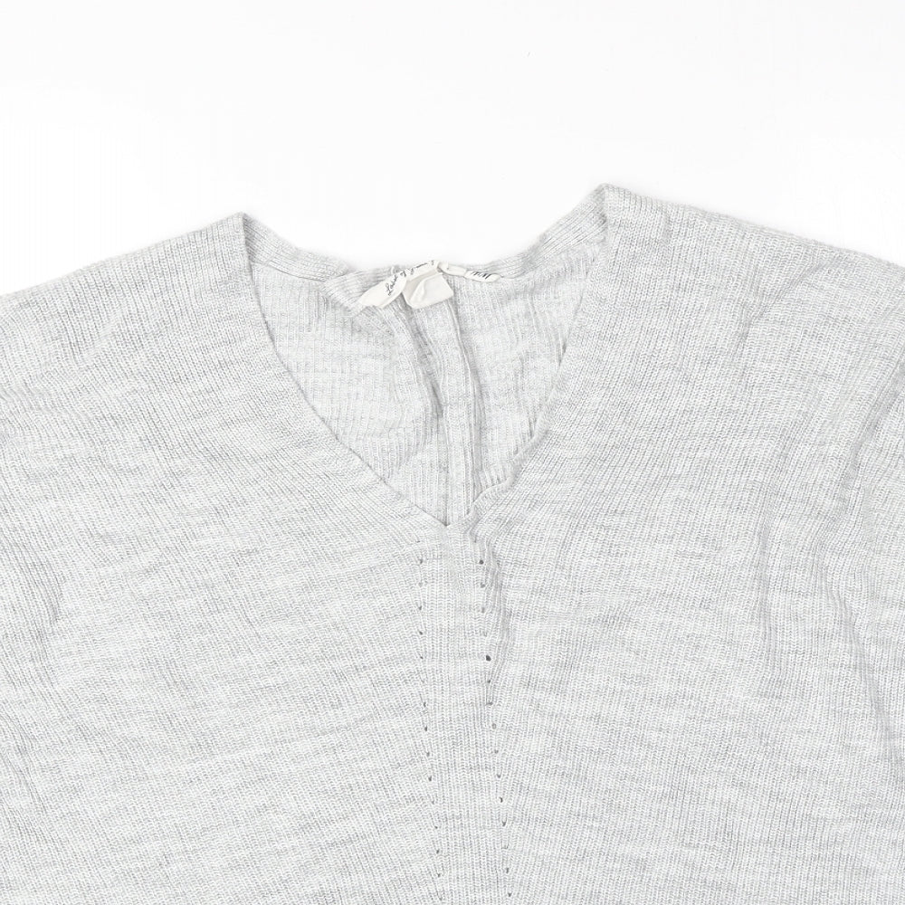 H&M Womens Grey Acrylic Basic T-Shirt Size S V-Neck