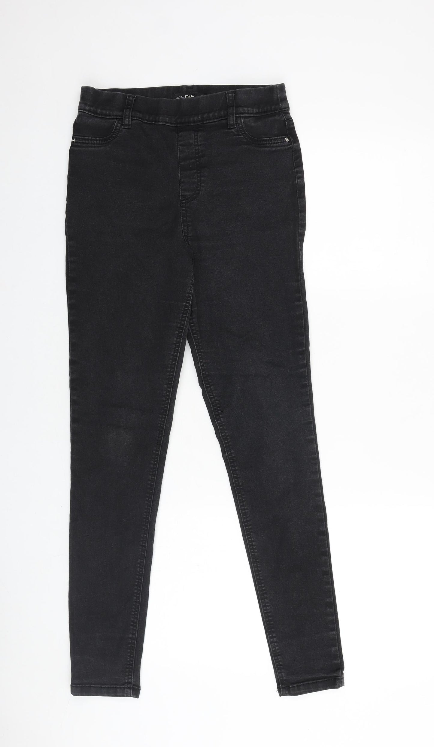 F&F Womens Black Cotton Skinny Jeans Size 10 L29 in Regular