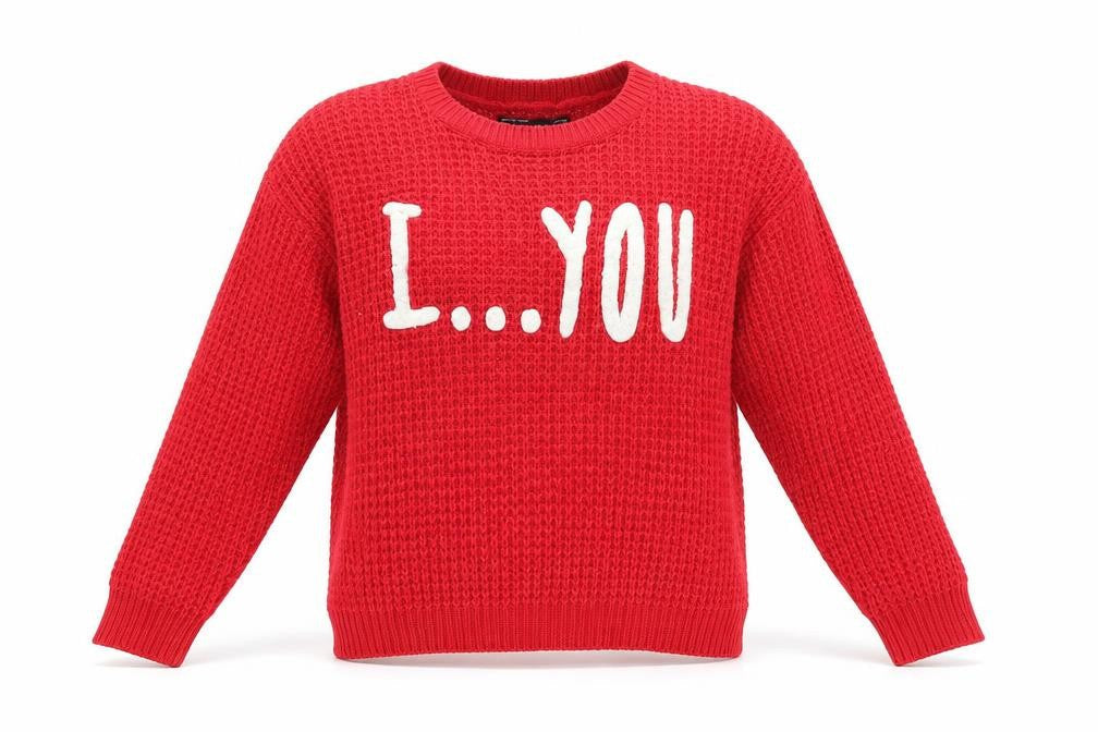 FB Sister Womens Red Round Neck Acrylic Pullover Jumper Size S