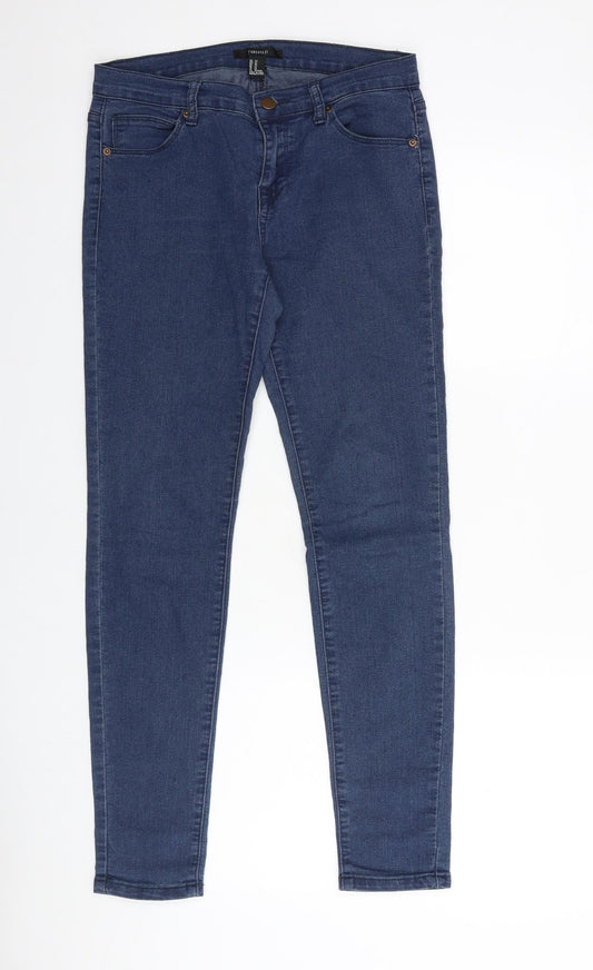 FOREVER 21 Womens Blue Cotton Blend Skinny Jeans Size 27 in L29 in Regular Zip