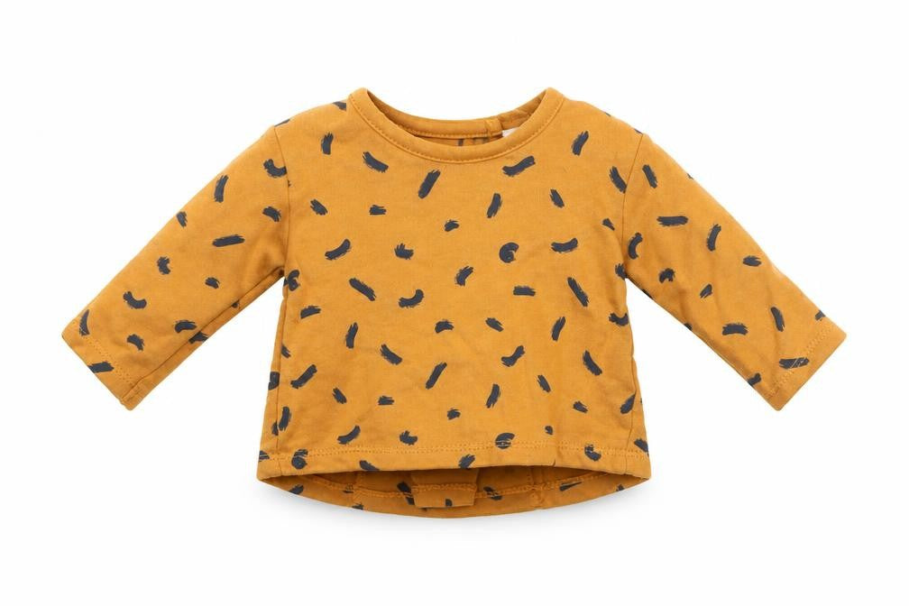 Preworn Baby Orange Geometric 100% Cotton Basic T-Shirt Size Newborn Round Neck Snap