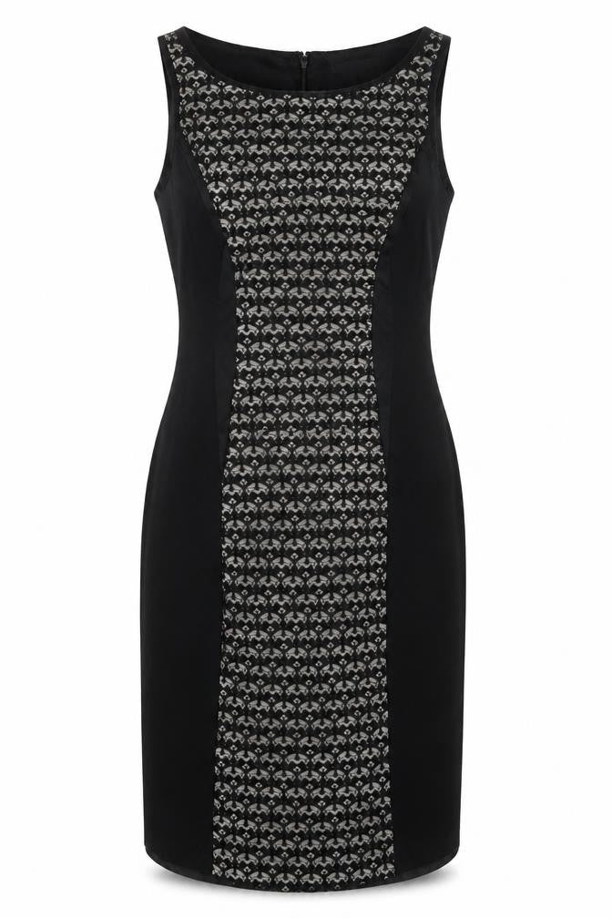 Coast Womens Black Polyester Sheath Size 14 Boat Neck Zip