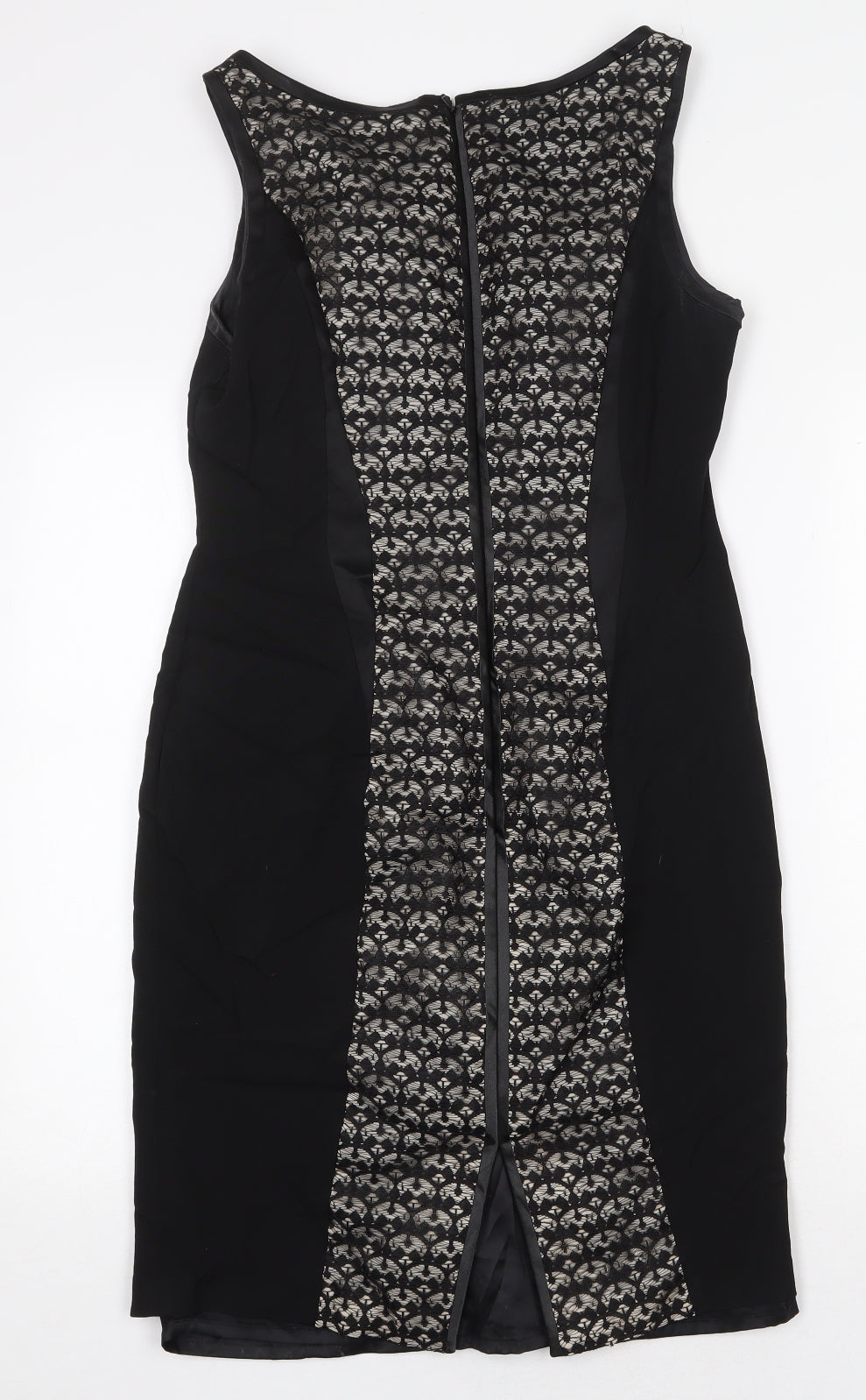Coast Womens Black Polyester Sheath Size 14 Boat Neck Zip