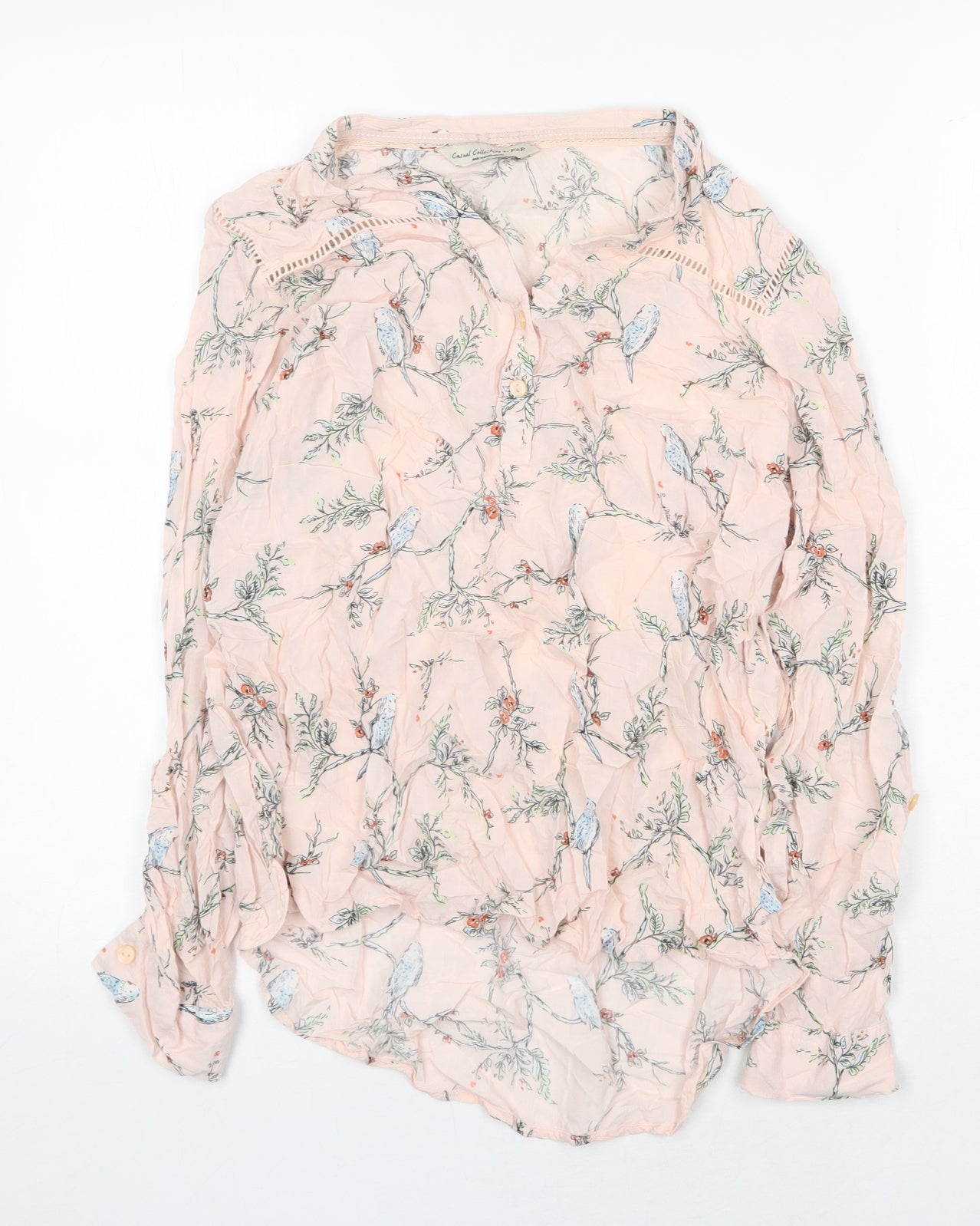 Ede & Ravenscroft Womens Pink Geometric Polyester Basic Blouse Size 12 V-Neck
