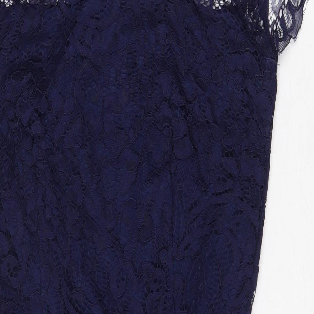 Preworn Womens Blue Nylon Bodycon Size 10 Mock Neck Zip