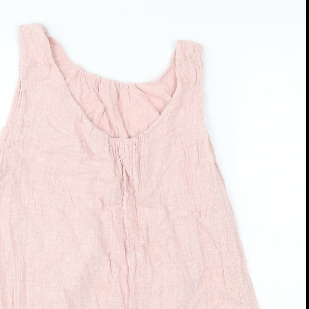 Preworn Womens Pink Polyester Tunic Blouse Size 8 Scoop Neck
