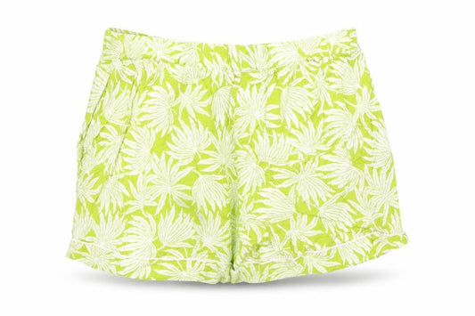 Uniqlo Womens Green Floral Viscose Bermuda Shorts Size M Regular Pull On