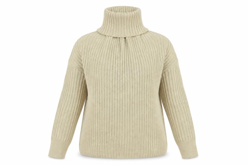 Marks and Spencer Womens Beige Roll Neck Acrylic Pullover Jumper Size S