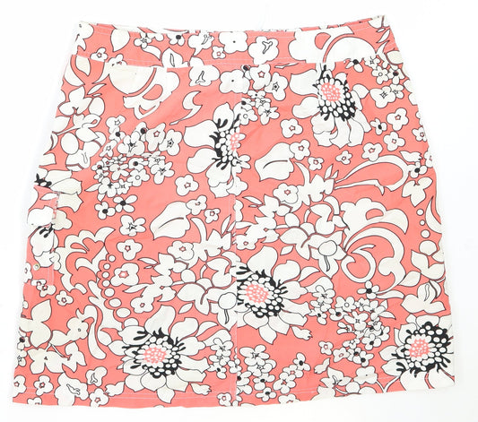 Denver Hayes Womens Pink Floral Polyester Mini Skirt Size L Drawstring