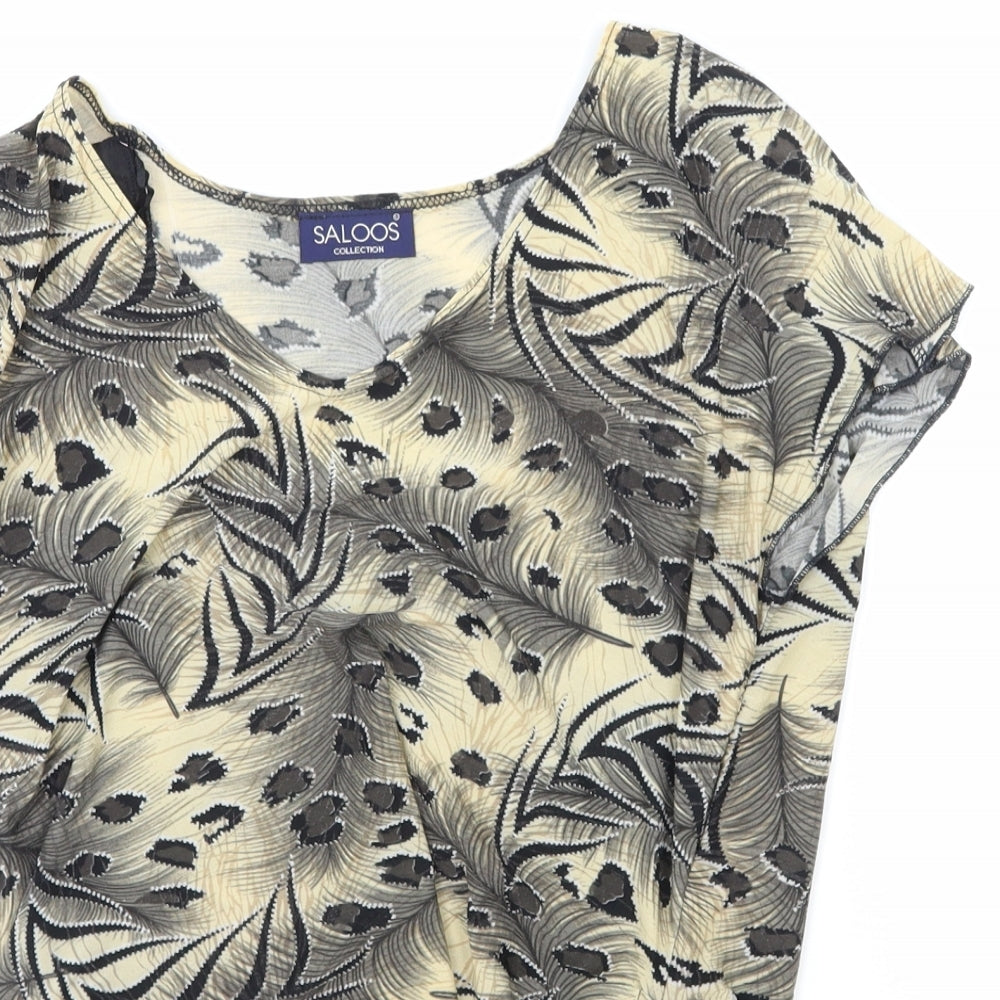 Saloos Womens Multicoloured Animal Print Polyester Basic Blouse Size M V-Neck - Leopard Print Side Tie Ruched