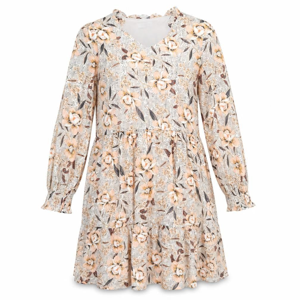 Papaya Womens Pink Floral Viscose Skater Dress Size 12 V-Neck Pullover - Tiered