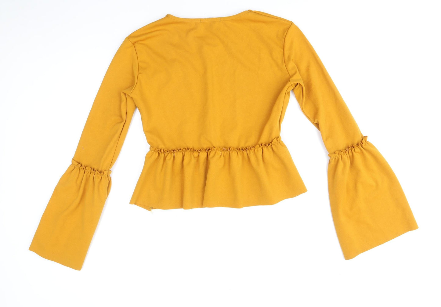 Select Womens Yellow Polyester Basic Blouse Size 14 Round Neck