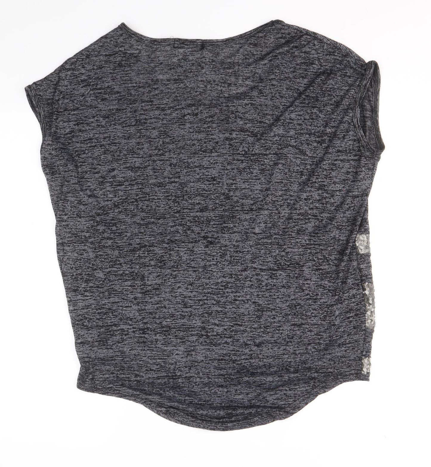 Tricotonic Womens Grey Cotton Basic Blouse Size L Scoop Neck - Size L-XL