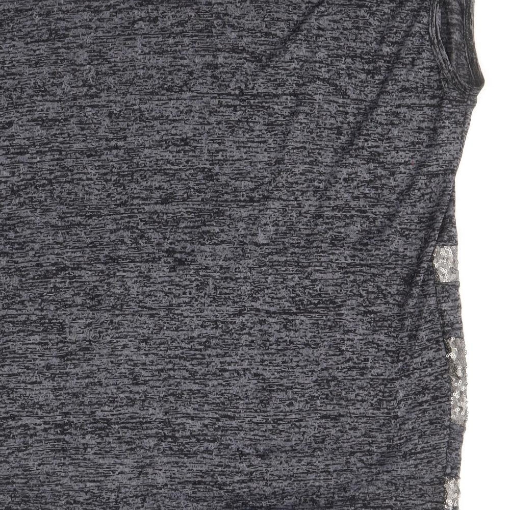 Tricotonic Womens Grey Cotton Basic Blouse Size L Scoop Neck - Size L-XL