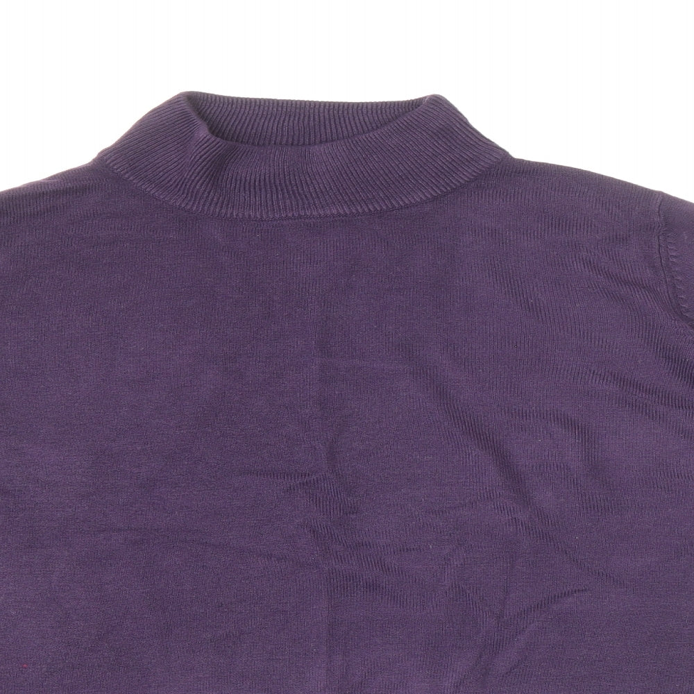 Marks and Spencer Womens Purple Mock Neck Acrylic Pullover Jumper Size 12