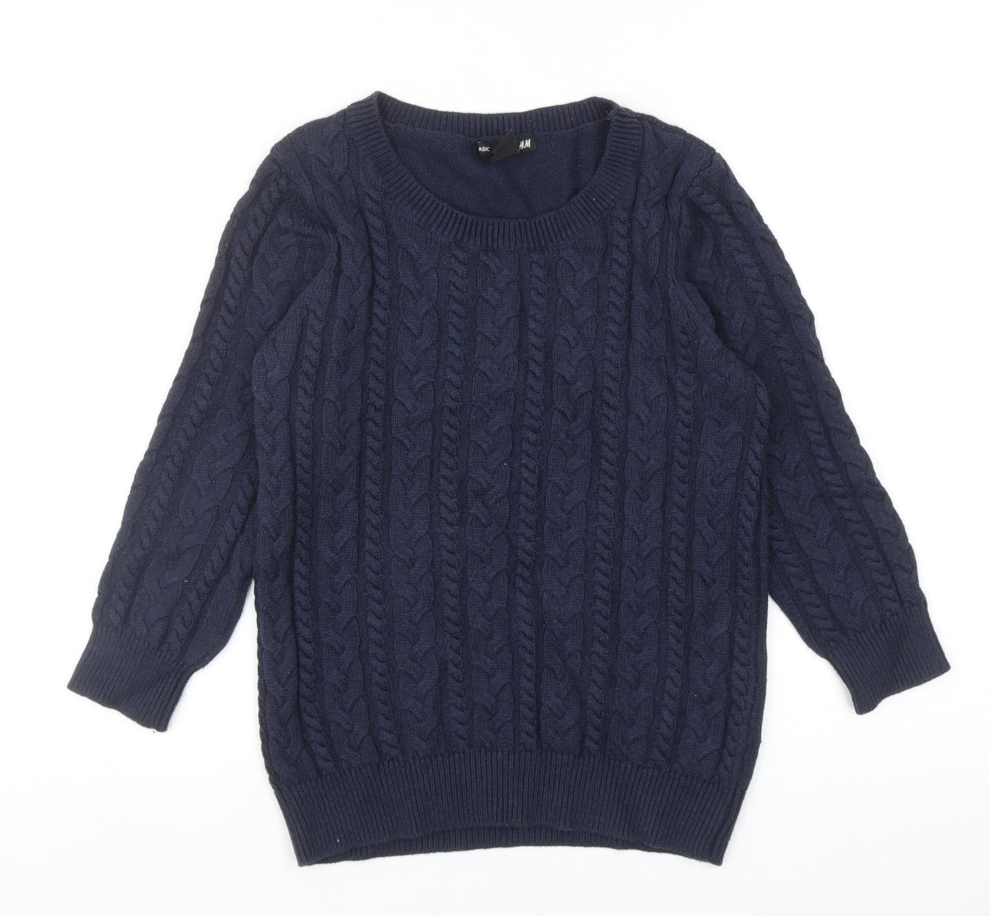 H&M Womens Blue Round Neck Polyamide Pullover Jumper Size XS