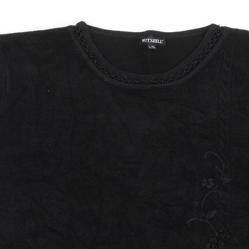 Nutshell Womens Black Round Neck Acrylic Pullover Jumper Size L