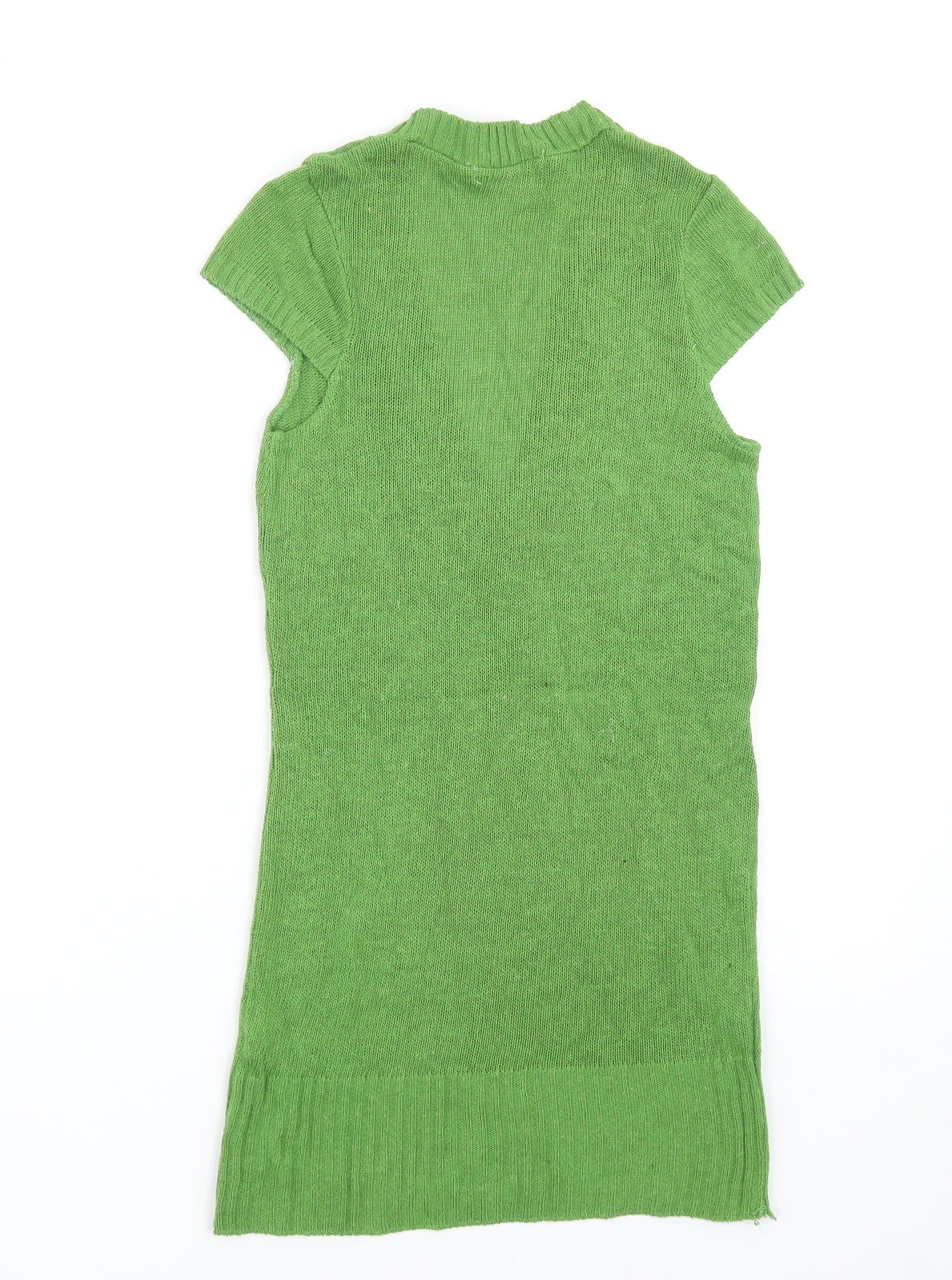 Topshop Womens Green V-Neck Acrylic Pullover Jumper Size 10