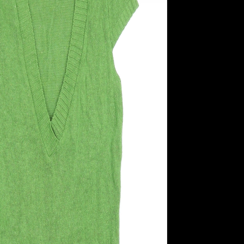 Topshop Womens Green V-Neck Acrylic Pullover Jumper Size 10