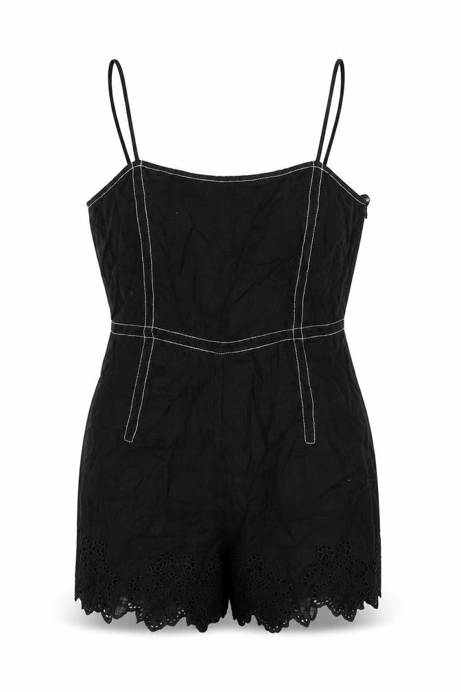 Zara Womens Black Viscose Playsuit One-Piece Size 2XS Zip - Lace Detail