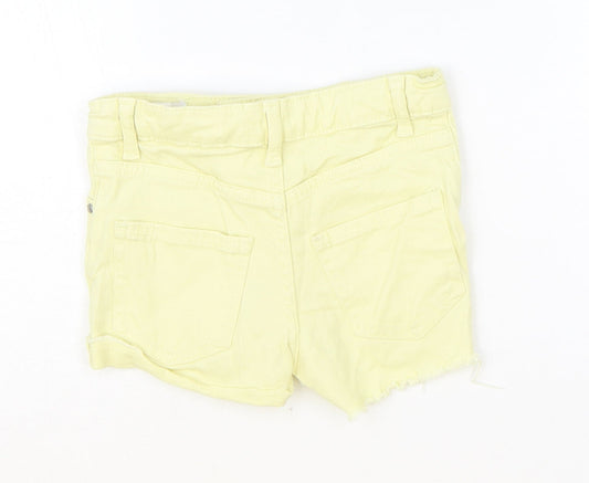 Denim & Co. Girls Yellow Cotton Hot Pants Shorts Size 4-5 Years Regular Zip
