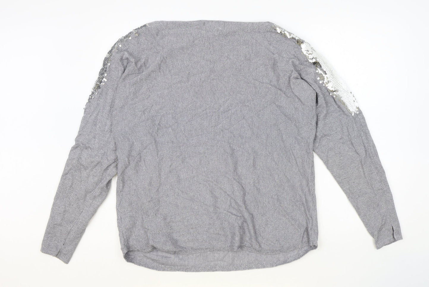 Lilah Rose Womens Grey Round Neck Polyester Pullover Jumper One Size