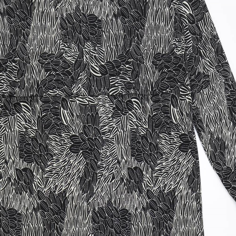 Rosa Bianca Womens Black Geometric Polyester A-Line Size XL Round Neck Pullover