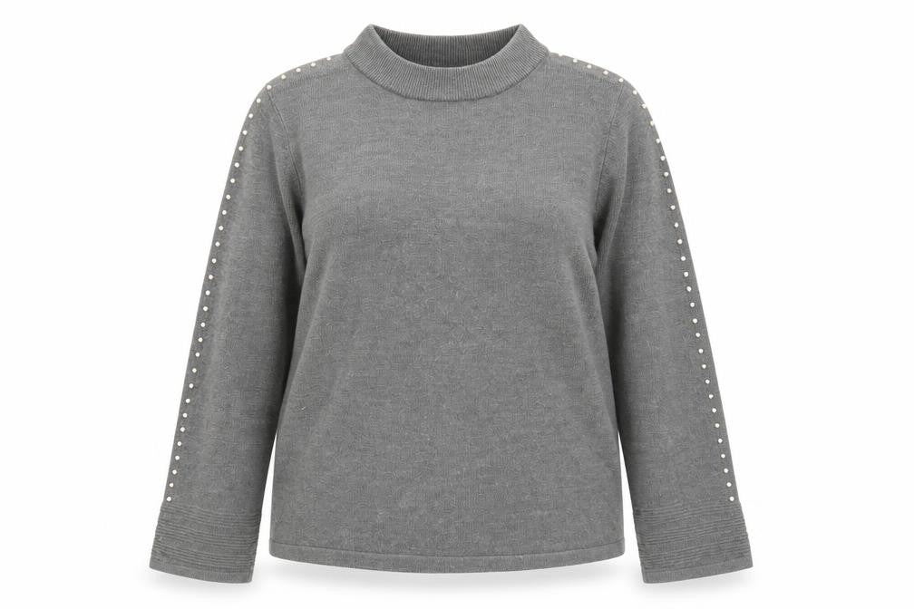 Marks and Spencer Womens Grey Mock Neck Acrylic Pullover Jumper Size 16