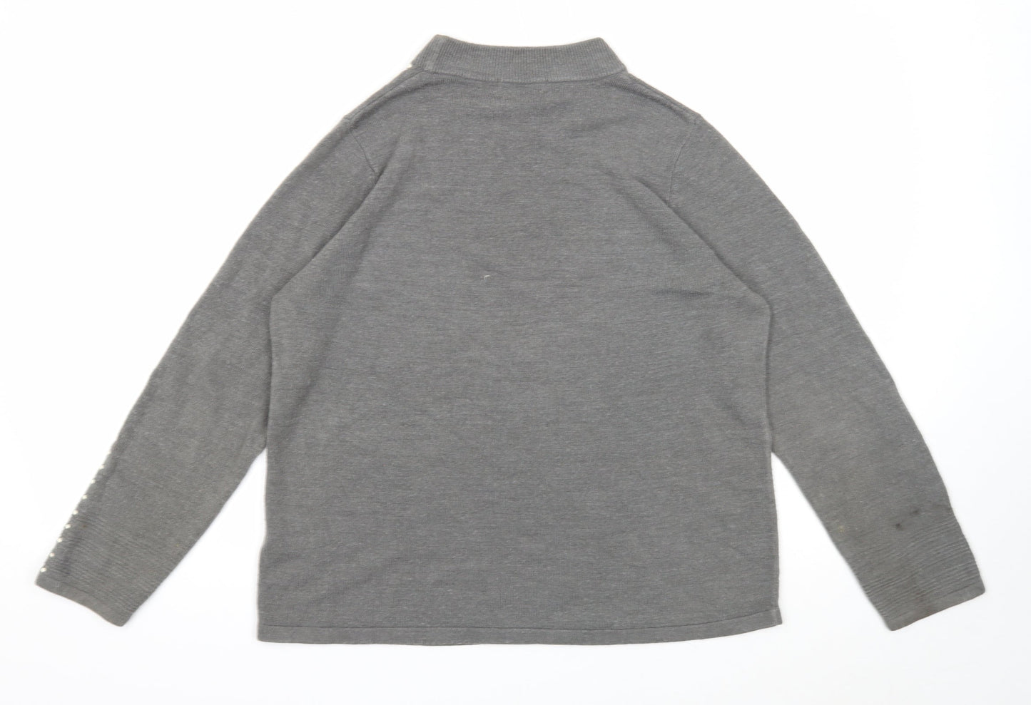 Marks and Spencer Womens Grey Mock Neck Acrylic Pullover Jumper Size 16