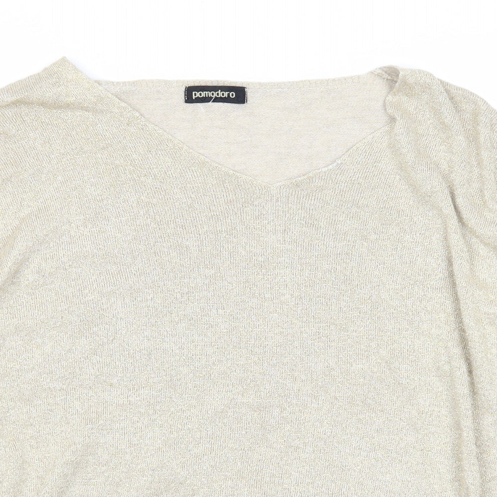 Pomodoro Womens Gold Scoop Neck Viscose Pullover Jumper Size 10